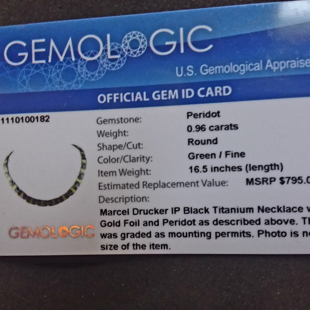 Marcel Drucker designer genuine peridot ip black
